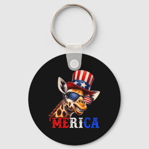 Merica Giraffe Patriotic 4th Of July Funny Kids Me Key Ring
