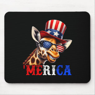 Merica Giraffe Patriotic 4th Of July Funny Kids Me Mouse Pad