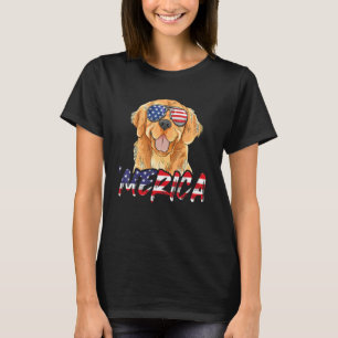 Merica Golden Retriever 4th Of July American Flag T-Shirt