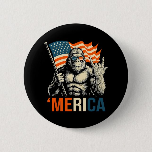 ‘merica Gorilla Flag Sungles Funny Patriotic  6 Cm Round Badge (Front)