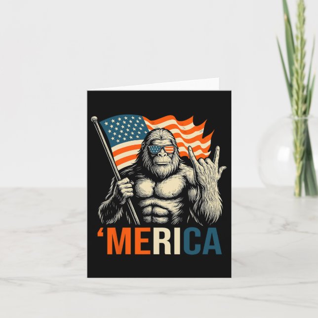 ‘merica Gorilla Flag Sungles Funny Patriotic  Card (Front)