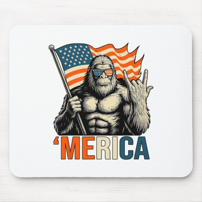 ‘merica Gorilla Flag Sungles Funny Patriotic  Mouse Pad (Front)