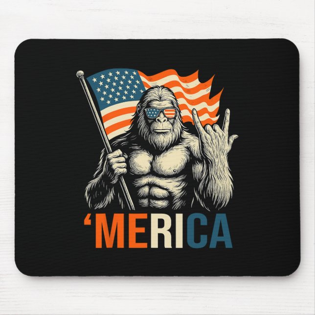 ‘merica Gorilla Flag Sungles Funny Patriotic  Mouse Pad (Front)