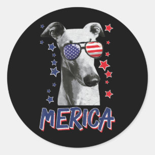 Merica Greyhounds Dog 4th Of July USA Gift Classic Round Sticker