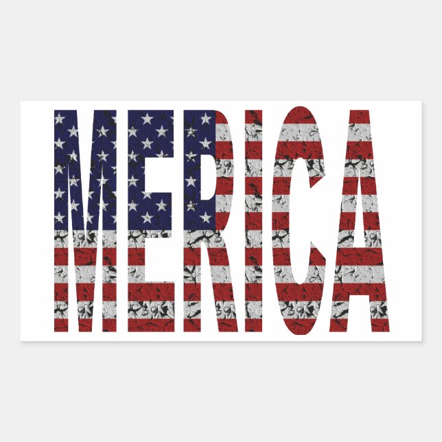 'MERICA - Grunge USA Flag Rectangular Sticker (Front)