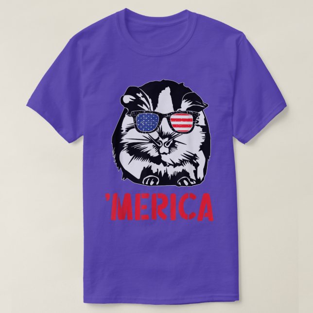 Merica Guinea pig American Flag 4th of July  T-Shirt (Design Front)