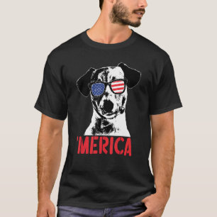 Merica Jack Russell Terrier Us Flag Sunglasses 4th T-Shirt