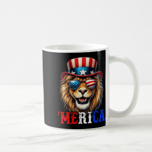Merica Lion Patriotic 4th of July Funny Kids Men Coffee Mug