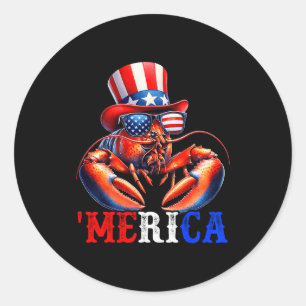 Merica Lobster Patriotic 4th Of July Funny Kids Me Classic Round Sticker