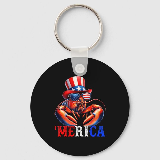 Merica Lobster Patriotic 4th Of July Funny Kids Me Key Ring (Front)