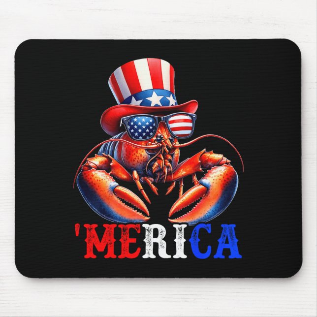 Merica Lobster Patriotic 4th Of July Funny Kids Me Mouse Pad (Front)