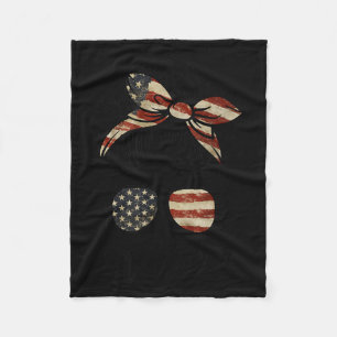 MERICA Messy Bun Celebrating Independence Day 4th Fleece Blanket
