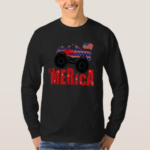 Merica Monster Truck July 4th America Flag Patriot T-Shirt