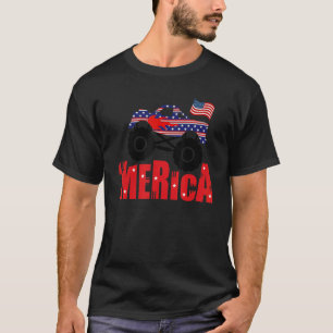 Merica Monster Truck July 4th America Flag Patriot T-Shirt