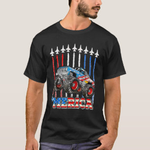 Merica Monster Truck Patriotic American Flag July T-Shirt