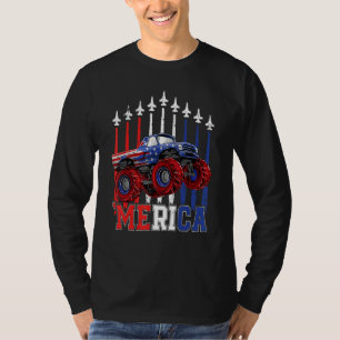 Merica Monster Truck Patriotic American Flag July  T-Shirt