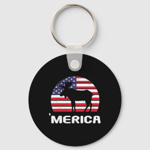 Merica Moose American Flag Usa Patriotic Independe Key Ring