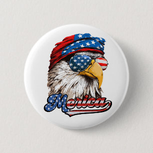 Merica Mullet Eagle, 4th of July, Independence day 6 Cm Round Badge