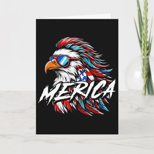 Merica Mullet Eagle Funny 4th Of July  Card (Front)