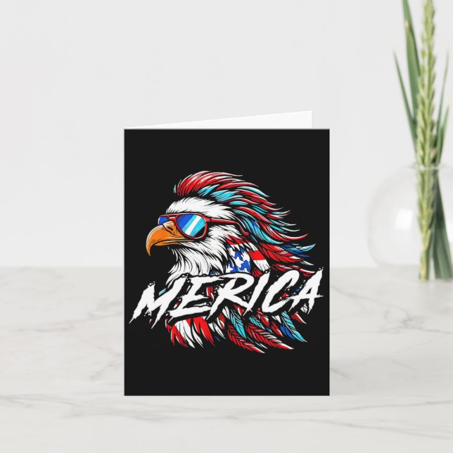 Merica Mullet Eagle Funny 4th Of July  Card (Front)