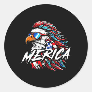 Merica Mullet Eagle Funny 4th Of July  Classic Round Sticker