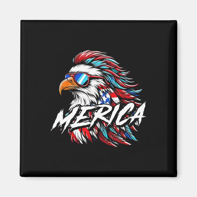 Merica Mullet Eagle Funny 4th Of July  Magnet (Front)