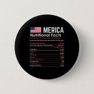 Merica Nutrition Fact Funny America 4th Of July Pa 6 Cm Round Badge