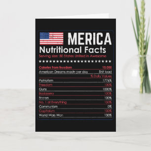 Merica Nutrition Fact Funny America 4th Of July Pa Card