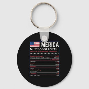 Merica Nutrition Fact Funny America 4th Of July Pa Key Ring