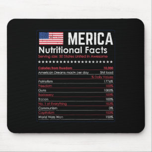 Merica Nutrition Fact Funny America 4th Of July Pa Mouse Pad