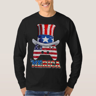 Merica Patriotic American 4th Of July Video Gamer T-Shirt