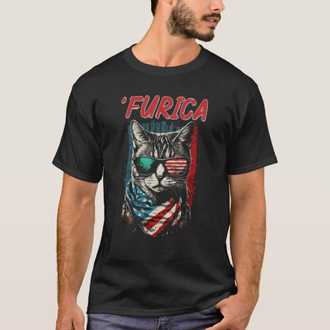 Merica Patriotic American Shorthair Furica 4th of  T-Shirt (Front)