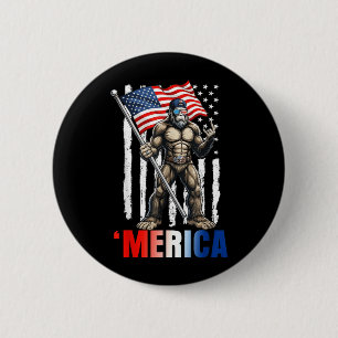 Merica Patriotic Bigfoot Sasquatch 4th of July Men 6 Cm Round Badge
