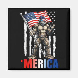 Merica Patriotic Bigfoot Sasquatch 4th of July Men Magnet