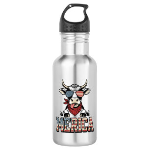 Merica Patriotic Cow Vintage Engraving Graphic_1 532 Ml Water Bottle