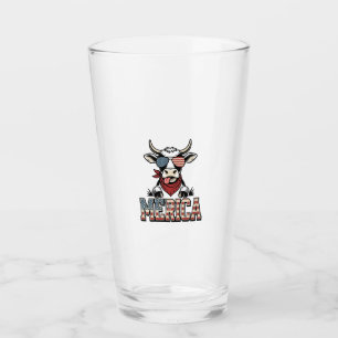 Merica Patriotic Cow Vintage Engraving Graphic_1 Glass