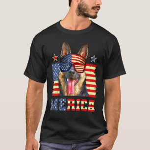 Merica Patriotic German Shepherd American Flag 4th T-Shirt