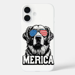 Merica - Patriotic Golden Retriever iPhone 16 Case