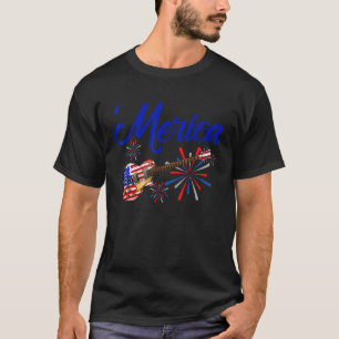 Merica Patriotic Guitar USA Flag Freedom Music 4th T-Shirt