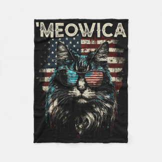 Merica Patriotic Maine Coon Cat  Fleece Blanket