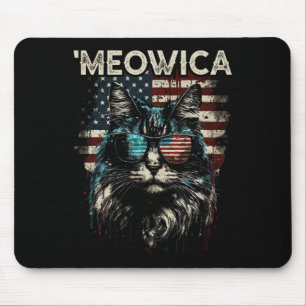 Merica Patriotic Maine Coon Cat  Mouse Pad