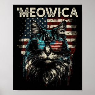 Merica Patriotic Maine Coon Cat Poster