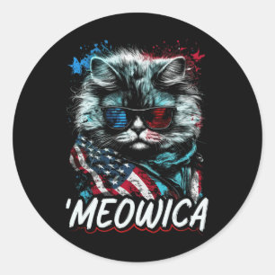 Merica Patriotic Persian Cat Classic Round Sticker