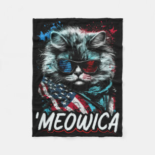 Merica Patriotic Persian Cat Fleece Blanket