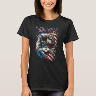 Merica Patriotic Persian Cat Meowica 4th of July C T-Shirt