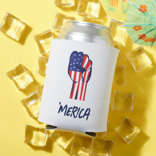 'MERICA Patriotic Raised Fist USA Pride Can Cooler