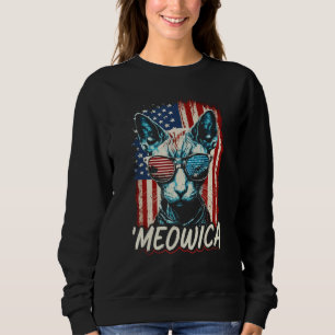 Merica Patriotic Sphynx Cat Meowica 4th of July Ca Sweatshirt