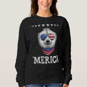 Merica Patriotic Usa Flag Cool Panda Sunglusses 4t Sweatshirt