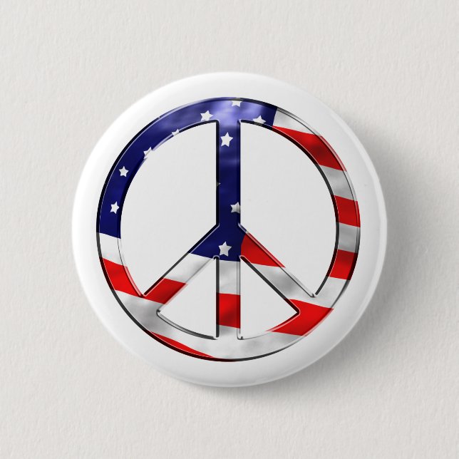 merica peace sign 6 cm round badge (Front)