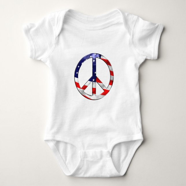 merica peace sign baby bodysuit (Front)